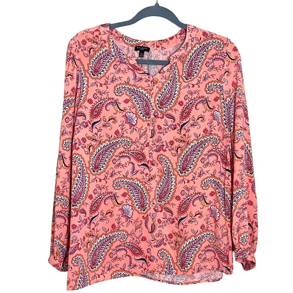 Talbots Pink Paisley Top Size XLP Boho Mature Dainty Feminine Springy Office - Picture 1 of 9